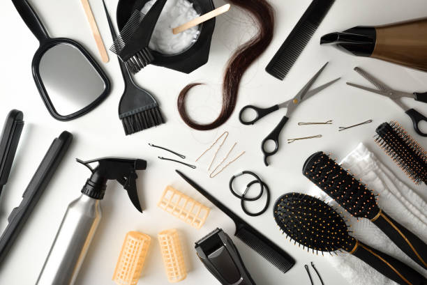 istock Set of tools for hair cutting and styling on table 1390318872