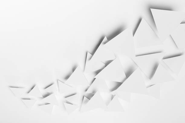 istock Abstract wave or white paper triangles flying in bright light with soft light shadows, border, copy space, top view. Contemporary simple energy active airy abstract background. 1390322056