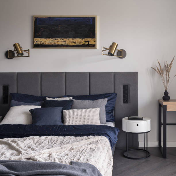 istock Big bed in stylish bedroom 1390323425