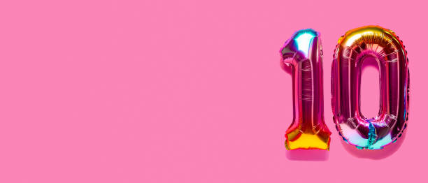 istock Rainbow foil balloon number. Top view. 1390324345
