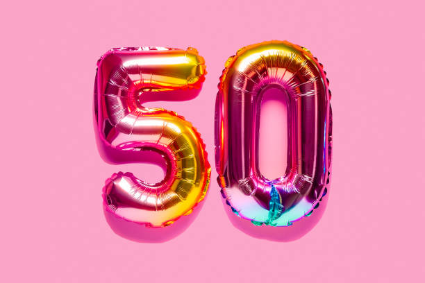 istock Rainbow foil balloon number. Top view. 1390324586