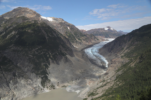 Glacier melting into a lagoon along Granduc Mill road north of Stewart, British Columbia