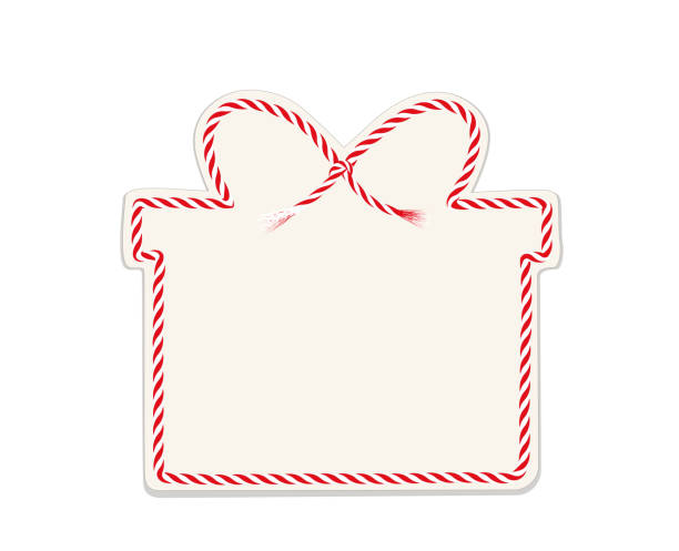 geschenkkarte mit kordelschnurrahmen, leere karte,
vektorillustration isoliert auf weißem hintergrund - sale holiday christmas ornament red stock-grafiken, -clipart, -cartoons und -symbole