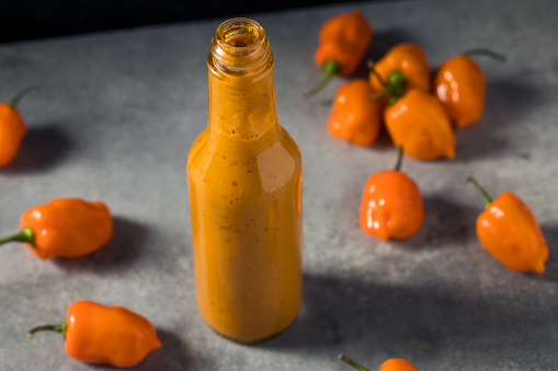 Homemade Organic Habanero Hot Sauce in a Bottle