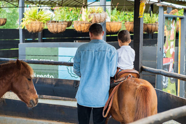 istock 2-year-old Latino boy rides a horse 1390328382