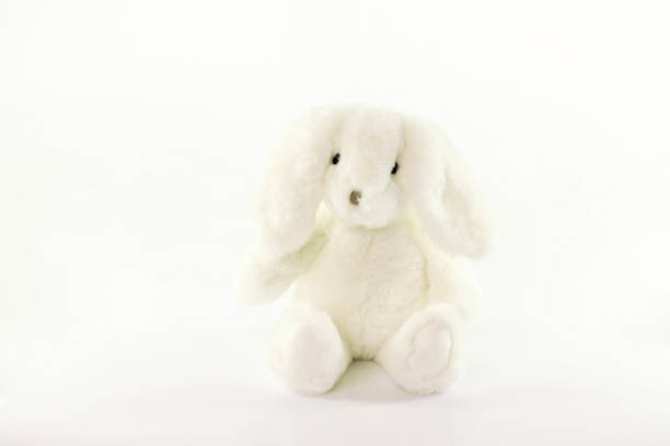 istock White fluffy rabbit toy, stuffed bunny 1390330512