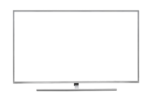 Ultra high definition 8K LED Display Smart Tv and empty white screen isolated on white background