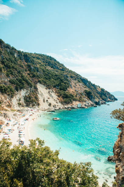 beautiful beach of Lefkada island Greece stock photo