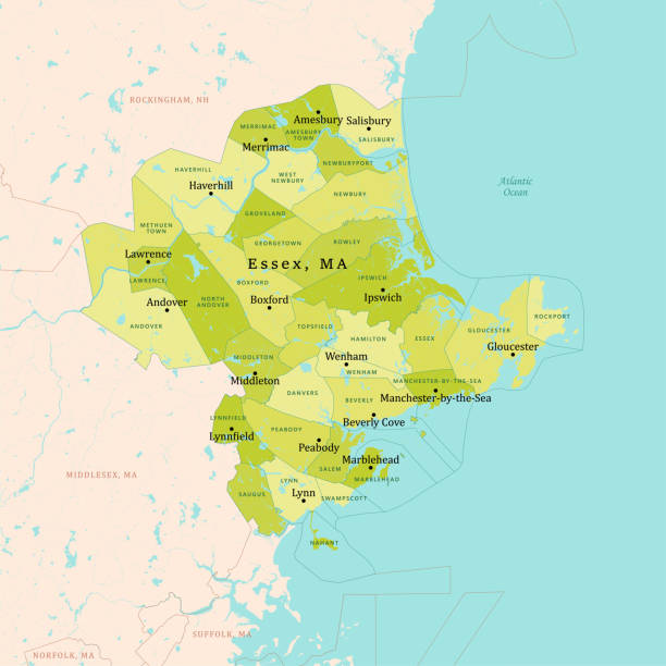 MA Essex Vector Map Green MA Essex Vector Map Green. All source data is in the public domain. U.S. Census Bureau Census Tiger. Used Layers: areawater, linearwater, cousub, pointlm. essex county massachusetts stock illustrations