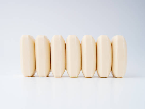 istock Close-up of toilet soap. Vertical stack. Without perfumes. Without dyes. Hypoallergenic 1390339300