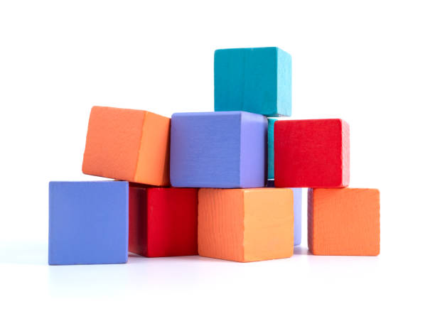 istock Wooden building blocks isolated on white background 1390339304