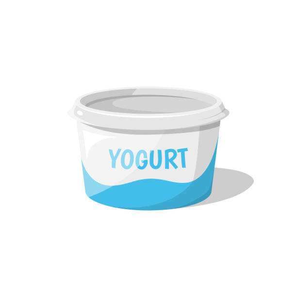 ilustrações de stock, clip art, desenhos animados e ícones de yogurt icon flat design. - yogurt