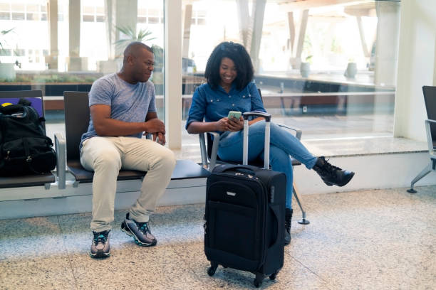 istock Couple at the airport. 1390339953