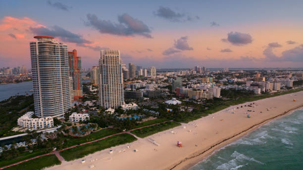 istock Hotels on island at South Pointe Park 1390340704