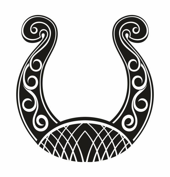 ilustrações de stock, clip art, desenhos animados e ícones de horseshoe tattoo. good luck with black horseshoe. tattoo design, amulet. - horseshoe good luck charm cut out luck