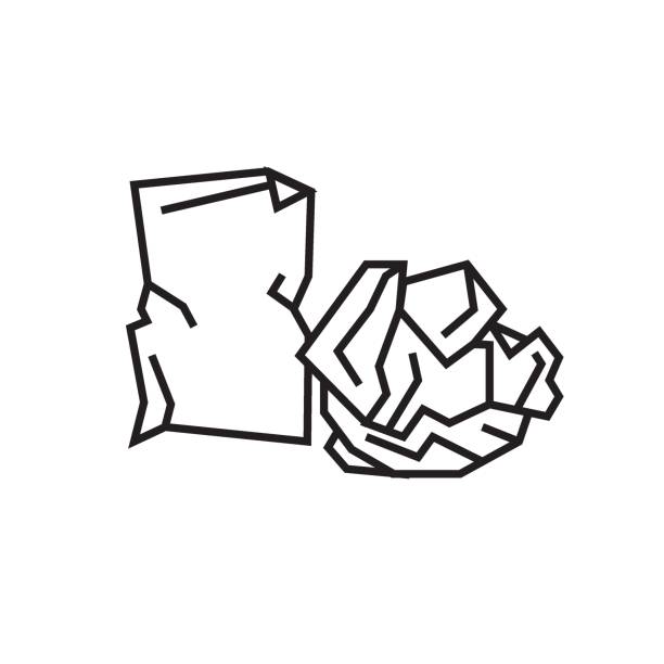 ikona starego papieru - pognieciony stock illustrations