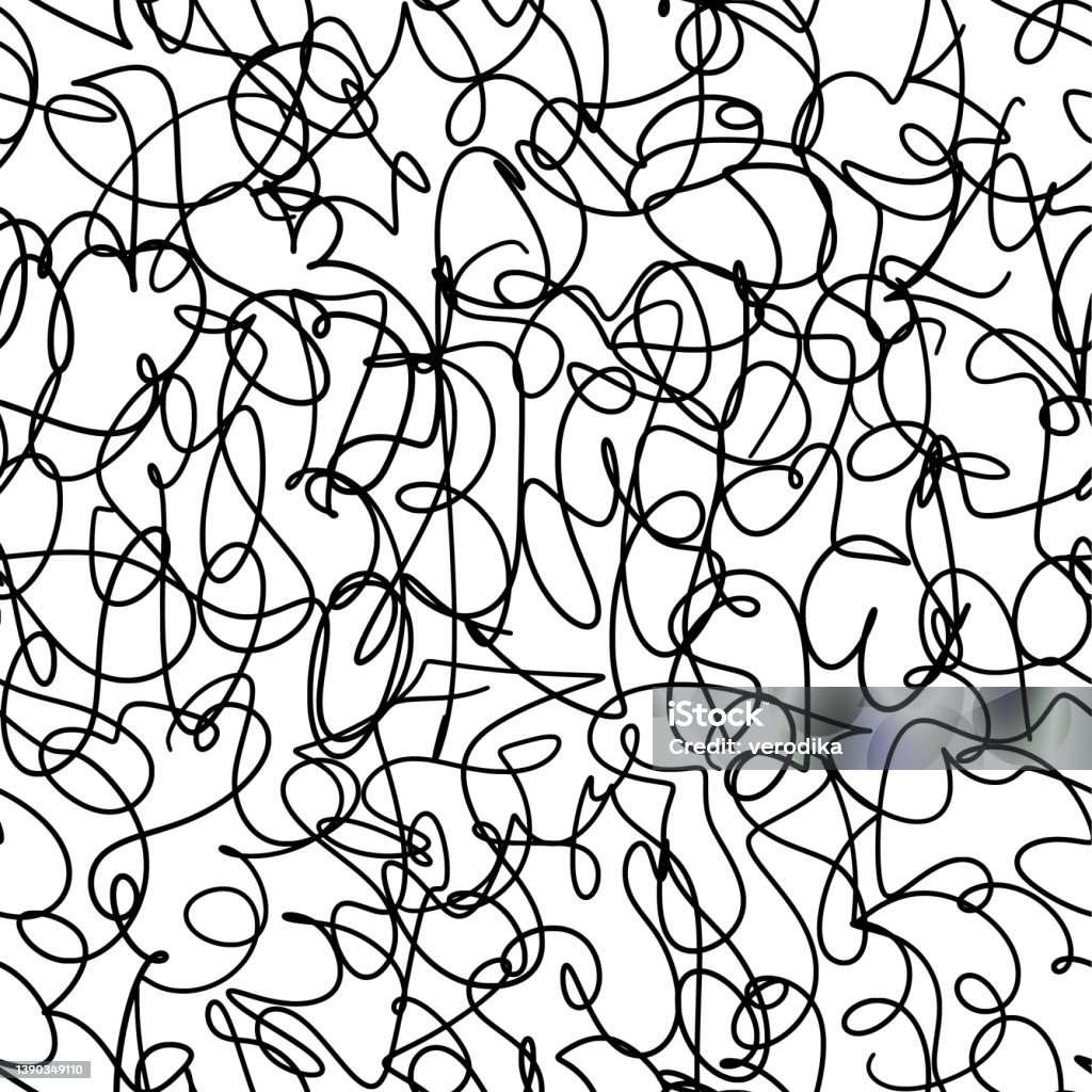 Messy Random Line Scribble Seamless Hand Drawn Pattern Inky Pen Messy Lines In Modern ...
