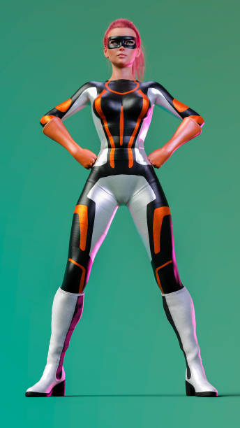 istock A superhero girl is confidently standing. 3D rendering 1390350077
