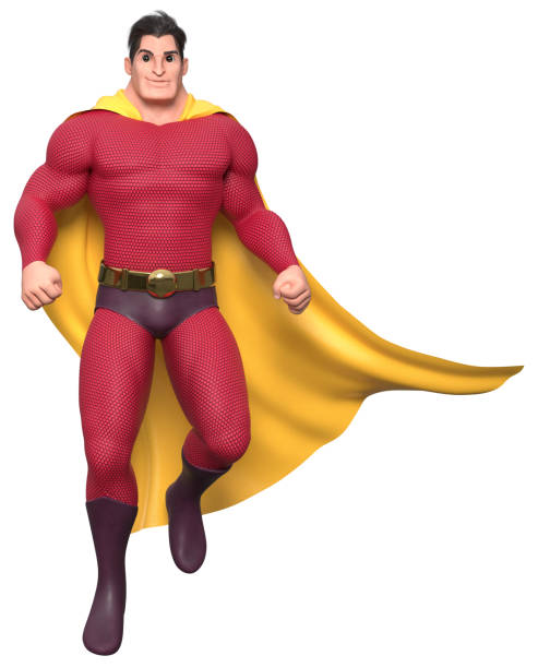 istock Superhero Flying and Smiling on White 1390352455