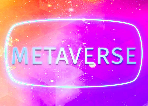 This is metaverse and futuristic technology and augmented reality. Virtual reality and earth, text metaverse.