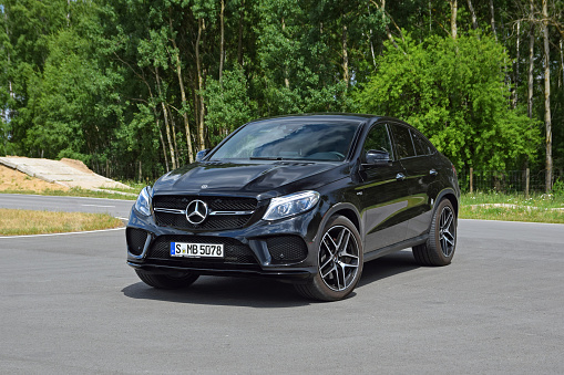 Berlin, Germany - 16th June, 2018: Mercedes-Benz GLE Coupe (C292) stopped on a road. This model is a popular premium vehicle in Europe.