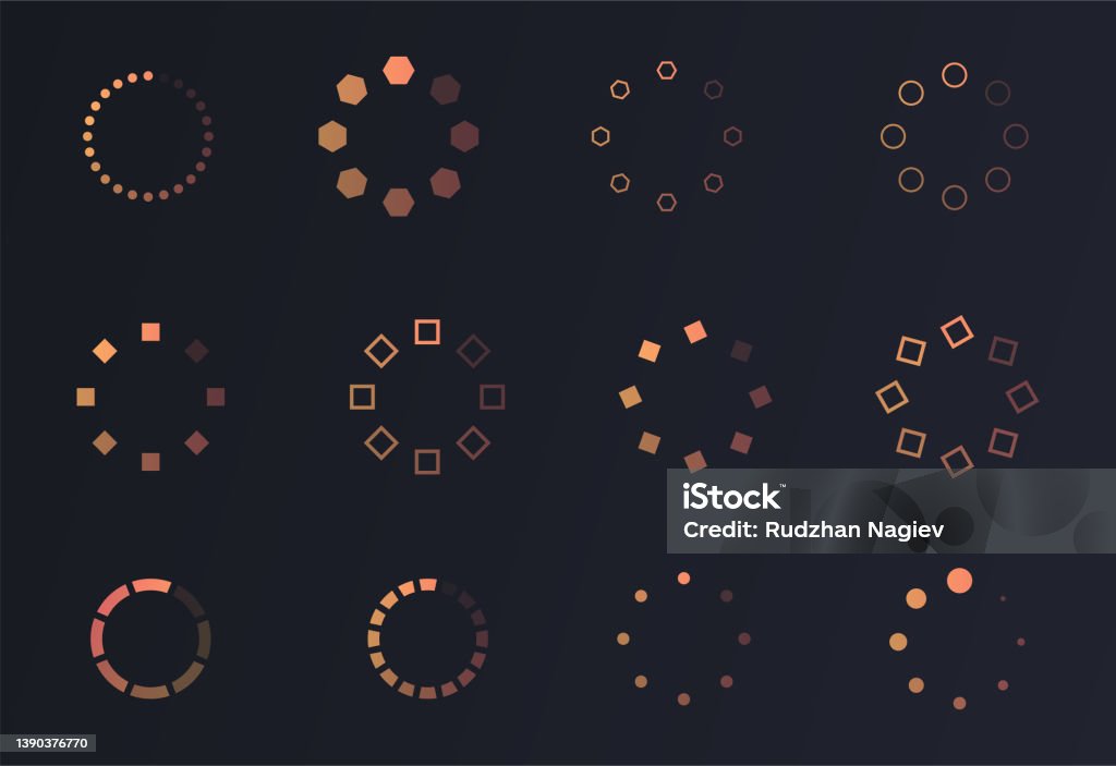Computer Load Circle Loading Circle Set Stock Illustration - Download Image Now - Circle ...