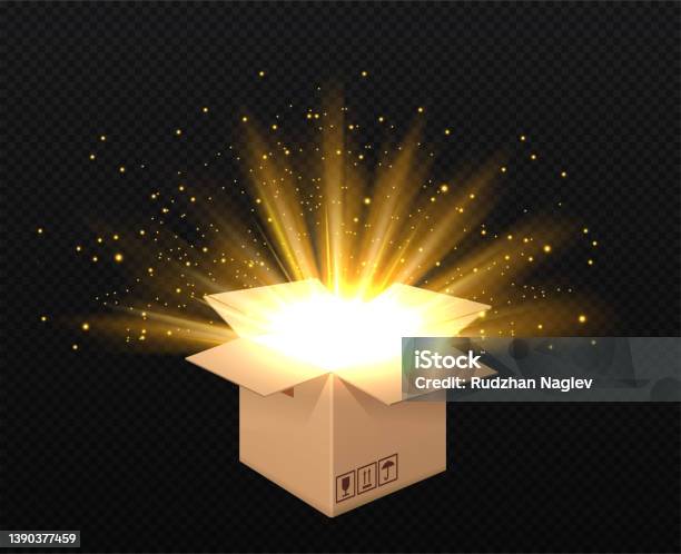 Open Box Effect Open Cardboard Box Stock Illustration - Download Image Now - Gift ...