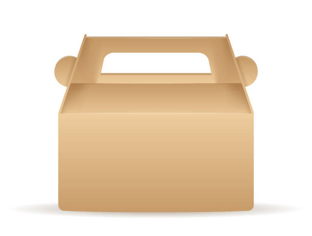 papierowa torba opakowaniowa z uchwytem - box cake food lunch stock illustrations