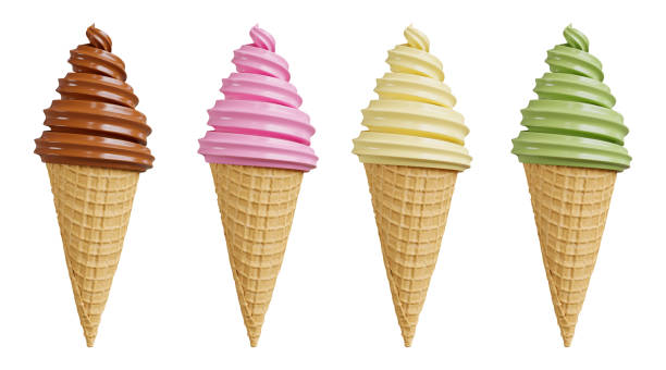 istock 3d render of ice cream collection on white background,with clipping path. 1390378379