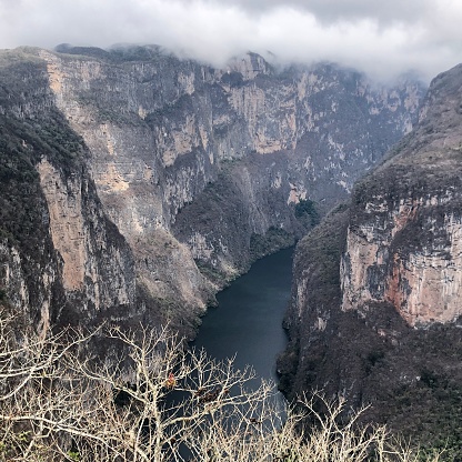 Sumidero Canyon from above in Chiapas, Mexico with the Grijalva River