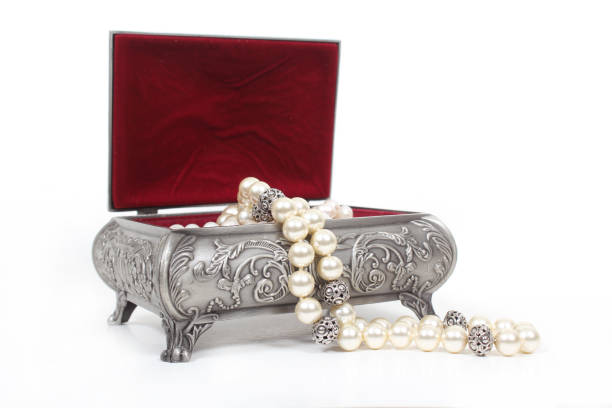 Jewelry Box With Pearl Necklace on light colored background
