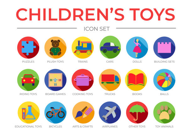 Nice Children's Toys Icon Set with Puzzle, Plush, Train and Car, Board Game, Dolls, Arts and Crafts, Buiding Sets, Cooking, Ship, Truck, Book, Balls, Educational, Tractor, Bicycle, Plane, Animals, Other and Group Game Colorful Isolated Icons Nice Children's Toys Icon Set with Puzzle, Plush, Train and Car, Board Game, Dolls, Arts and Crafts, Building Sets, Cooking, Ship, Truck, Book, Balls, Educational, Tractor, Bicycle, Plane, Animals, Other and Group Game Colorful Isolated Icons ursus tractor stock illustrations