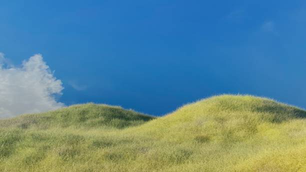 istock Hill and green grass over blue sky nature scene 1390397246