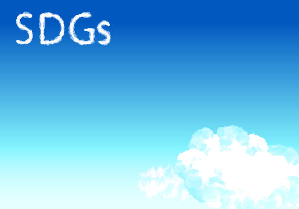 Sustainable Development Goals image clouds and letters in the blue sky Sustainable Development Goals image clouds and letters in the blue sky 飛行機 stock illustrations
