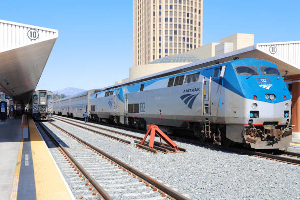 Amtrak employee is making a Train inspection, Los Angeles Union Station Los Angeles, California, USA - March 20, 2022: Amtrak employee is making a Train inspection, Los Angeles Union Station. Amtrak stock pictures, royalty-free photos & images