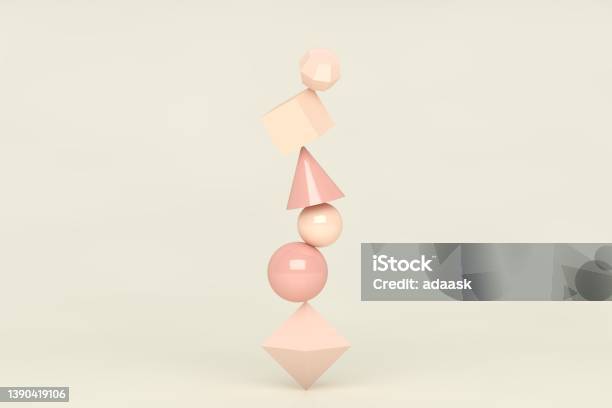 Several Balancing Geometric Shapes Stock Photo - Download Image Now - Imbalance, Scale, Weight Scale