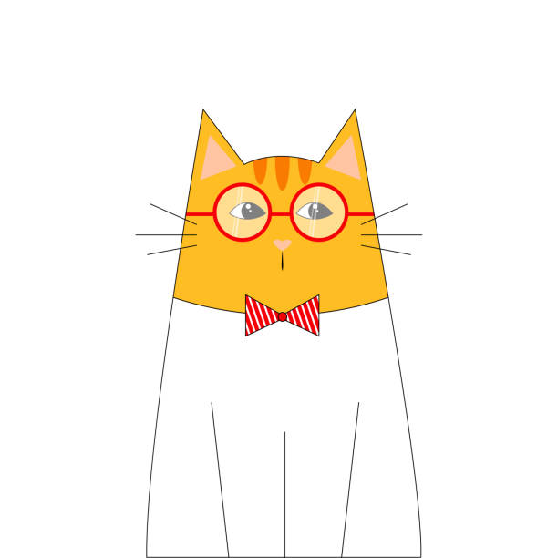 istock Stylish elegant cat character in round glasses. Print, sticker. Children's illustration. Vector illustration isolated on white background 1390421115