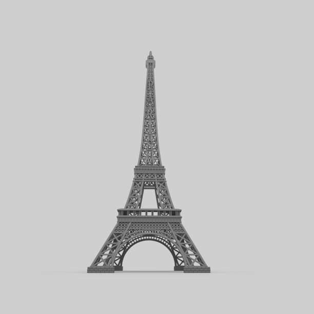 エッフェル塔絶縁型 - eiffel tower black and white paris france construction ストックフォトと画像