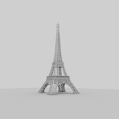 Eiffel Tower isolated on white background. 3D render
