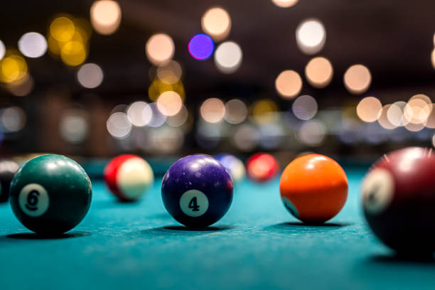 istock Set of billiard balls on the table 1390433404