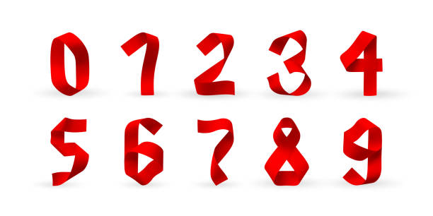 istock Vector set of realistic numbers folded from the strips of red paper. 3d origami numbers collection. Trendy elements for your design. 1390434488
