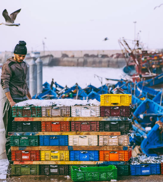 Essaouira, Morocco - March 27, 2022: Old town of Essaouira in Morocco, which is a very popular town by west coast of Africa to tourist.