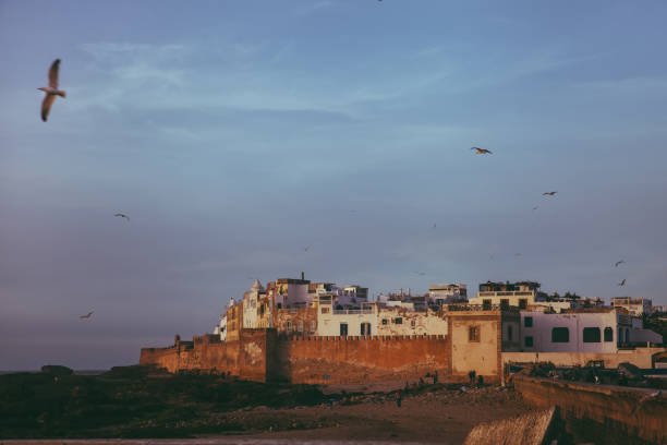 Essaouira, Morocco - March 27, 2022: Old town of Essaouira in Morocco, which is a very popular town by west coast of Africa to tourist.
