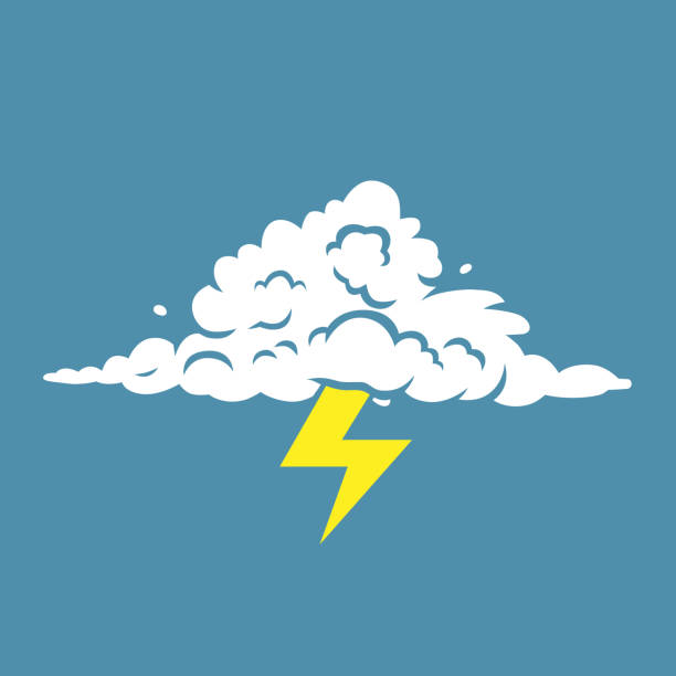 ilustrações de stock, clip art, desenhos animados e ícones de cloud with lightning. stylized illustration. - cumulonimbus