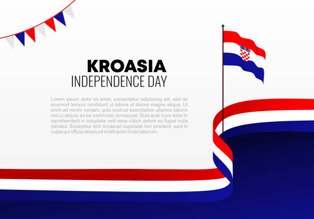 illustrazioni stock, clip art, cartoni animati e icone di tendenza di poster dello striscione del giorno dell'indipendenza della croazia per la celebrazione nazionale del 25 giugno. - croatian flag