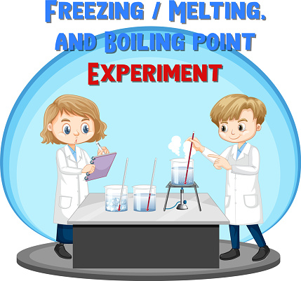 Freezing melting and boiling point experiment illustration