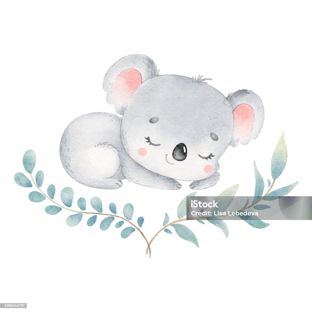 Ilustración de Ilustración De Lindo Koala De Dibujos Animados Durmiendo  Aislado En Un Ba Blanco y más Vectores Libres de Derechos de Vector - iStock