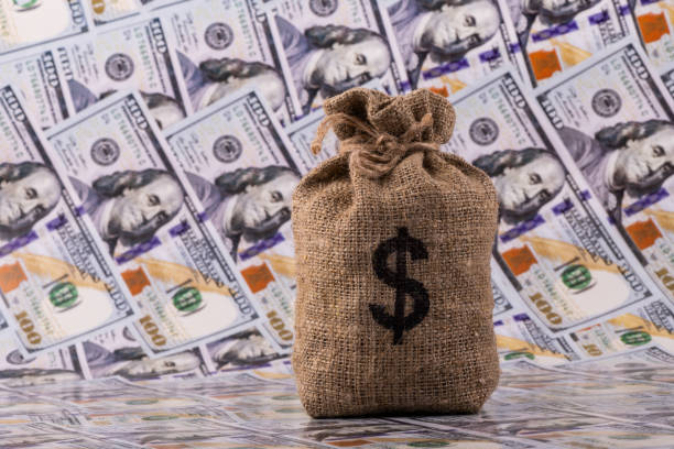 istock Knotted bag with american dollar symbol 1390444878