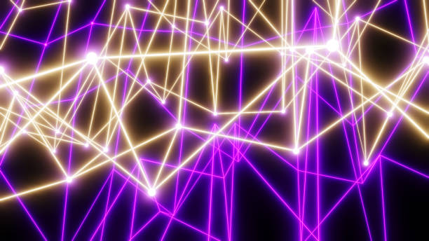 istock Abstract technology background with neon glowing lines on black 1390445101