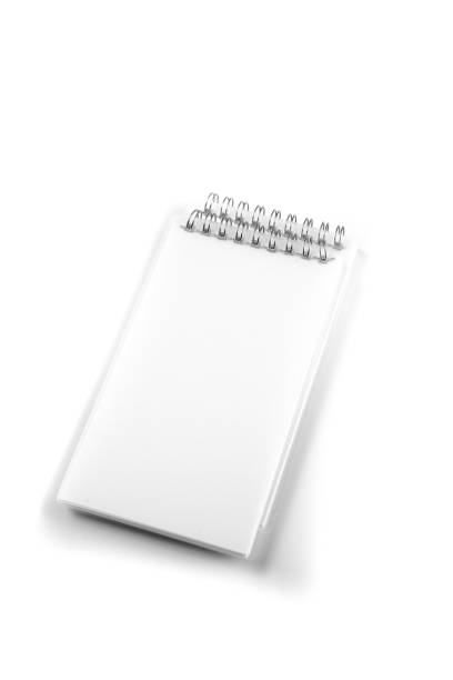 notepad on white background - spiral notebook audio imagens e fotografias de stock